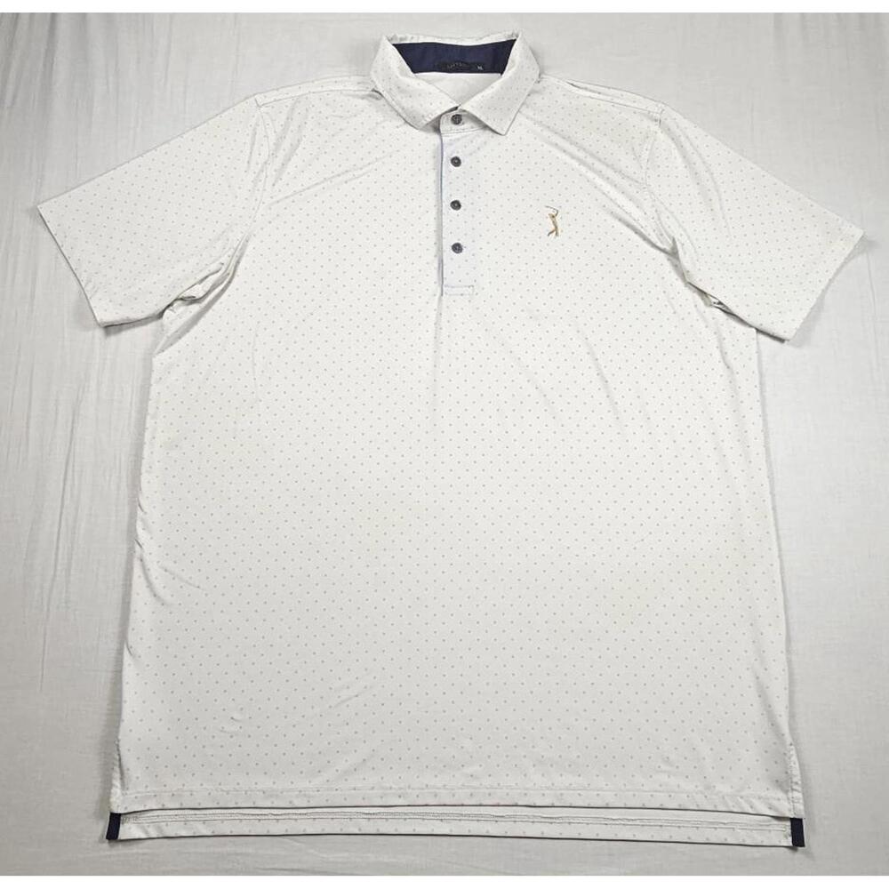 Greyson Golf Wolf Print Pattern Performance Polo Button Up Shirt White XL‎